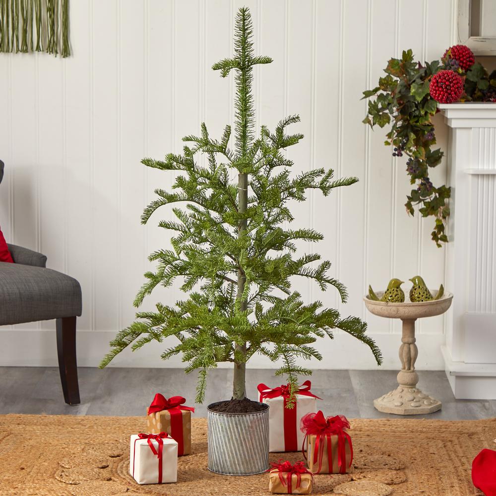 4.5ft. Pre-Lit Christmas Pine Artificial Tree in Decorative Planter. Picture 8