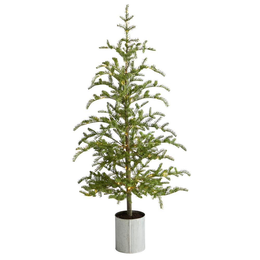 5.5ft. Pre-Lit Pine Artificial Christmas Tree in Decorative Planter with 150 Lights. Picture 3