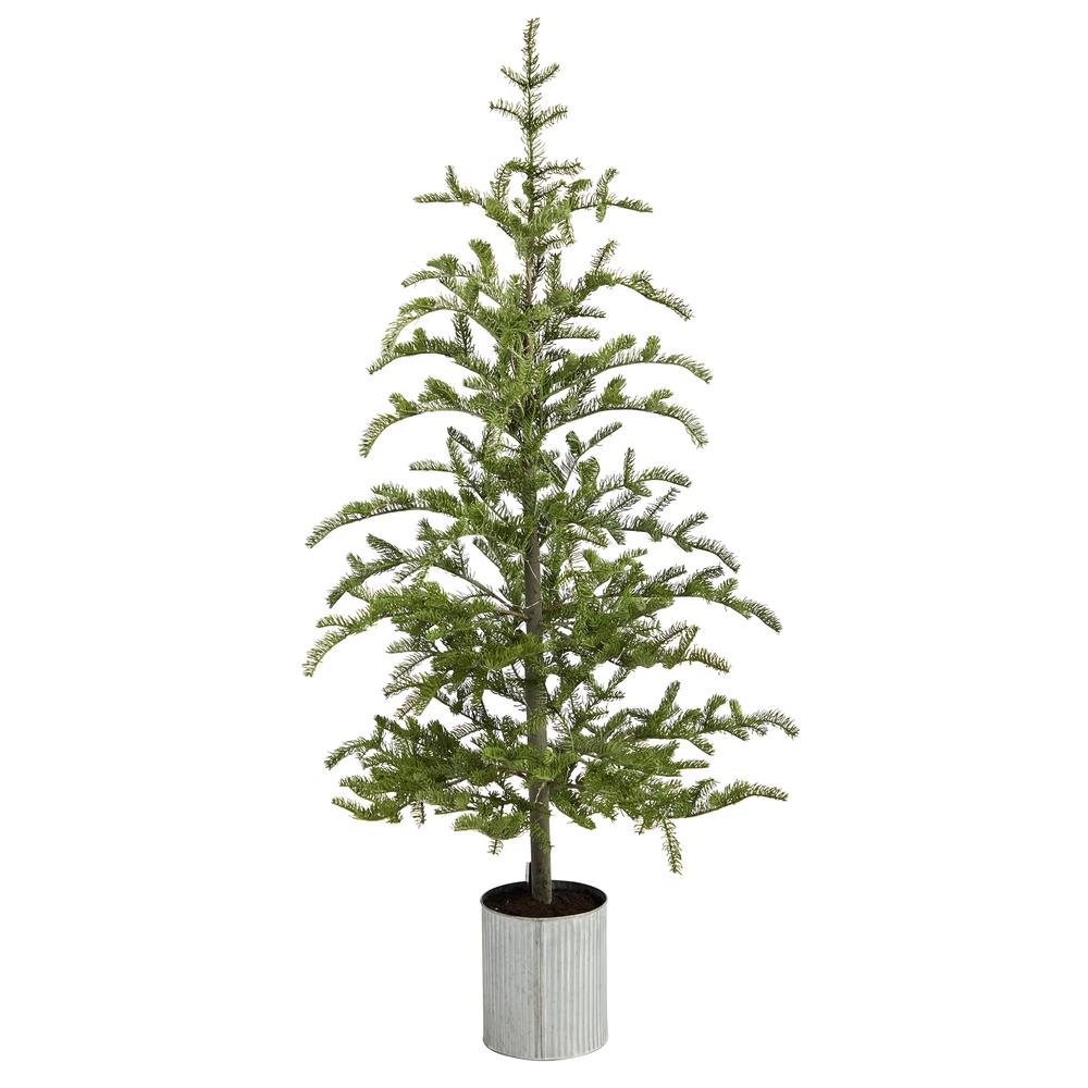 5.5ft. Pre-Lit Pine Artificial Christmas Tree in Decorative Planter with 150 Lights. Picture 2