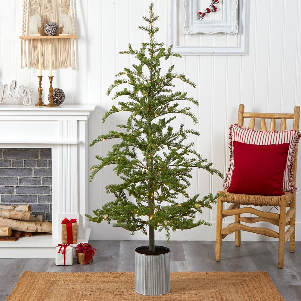5.5ft. Pre-Lit Pine Artificial Christmas Tree in Decorative Planter with 150 Lights. Picture 7
