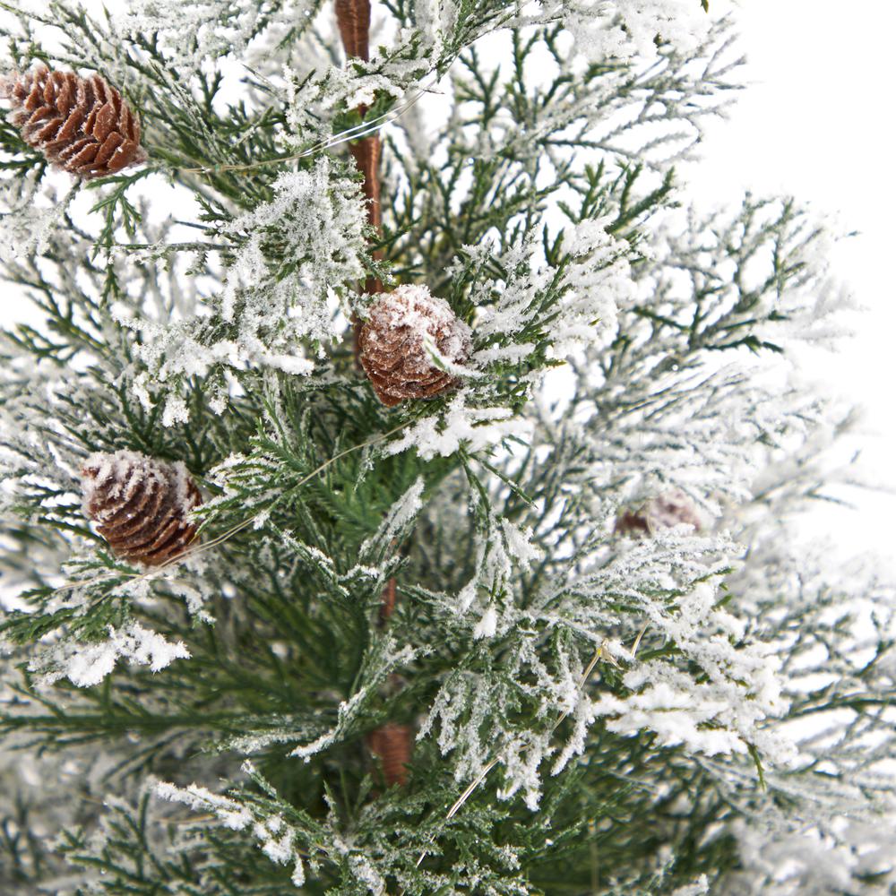 2ft. Frosted Pre-Lit Artificial Christmas Tree with Pinecones in Decorative Planter. Picture 4