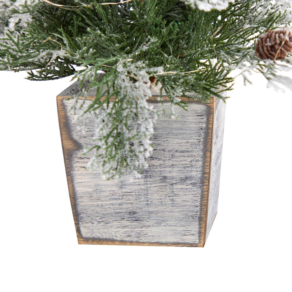 2ft. Frosted Pre-Lit Artificial Christmas Tree with Pinecones in Decorative Planter. Picture 6