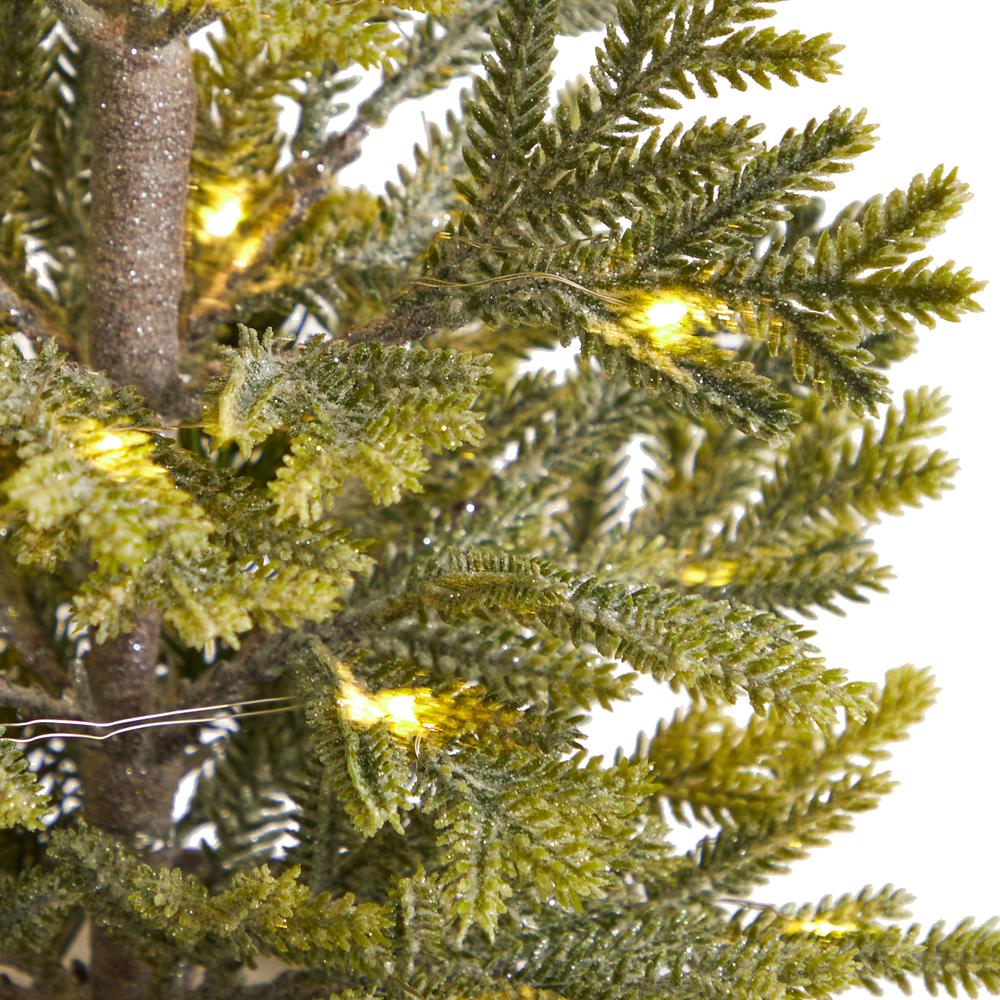 26in. Pine Natural Look Artificial Christmas Tree with 35 Warm White Lights in Rustic Metal Planter. Picture 4