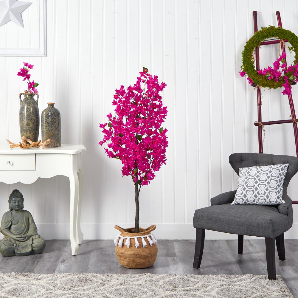 5ft. Artificial Bougainvillea Tree with Handmade Jute. Picture 3