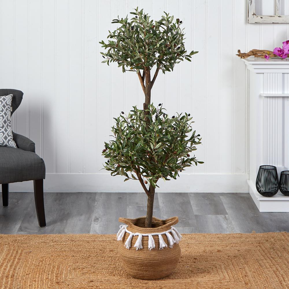 4.5ft. Artificial Olive Double Topiary & 5ft. Artificial Bougainvillea Tree. Picture 4
