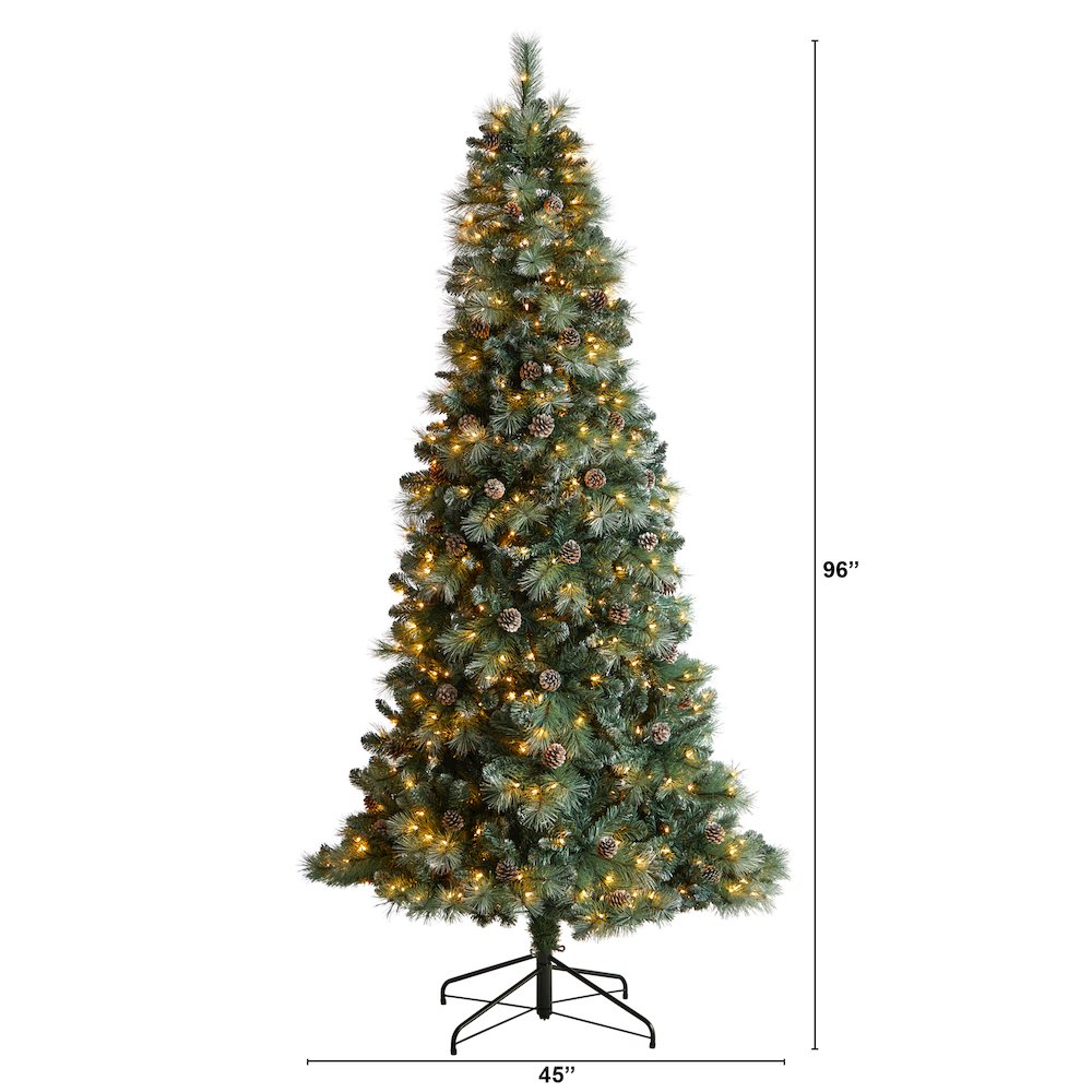 8ft. Frosted BC Mountain Pine Christmas Tree with 500 Clear Lights. Picture 2