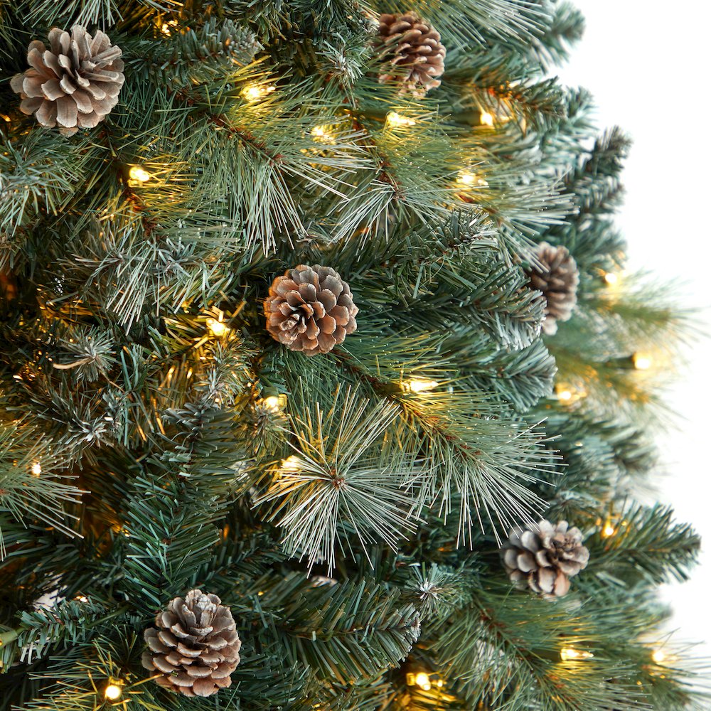 8ft. Frosted BC Mountain Pine Christmas Tree with 500 Clear Lights. Picture 4