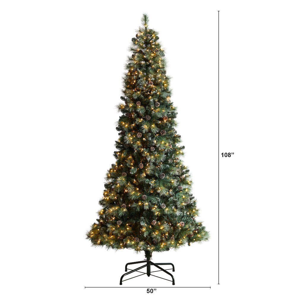 9ft. Frosted BC Mountain Pine Christmas Tree with 700 Clear Lights. Picture 2