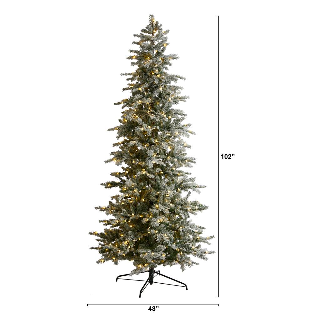 Slim Flocked Nova Scotia Spruce Artificial Christmas Tree. Picture 2