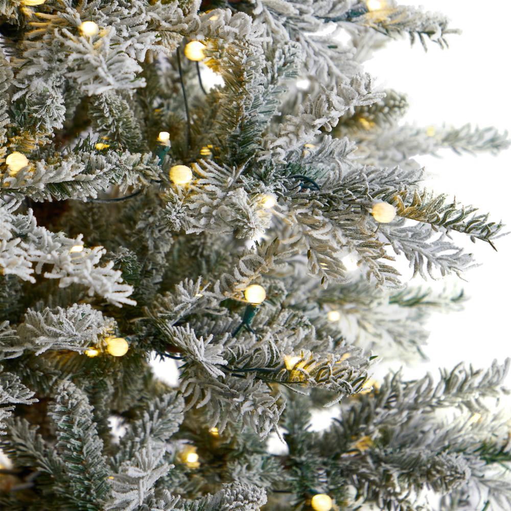 Slim Flocked Nova Scotia Spruce Artificial Christmas Tree. Picture 4