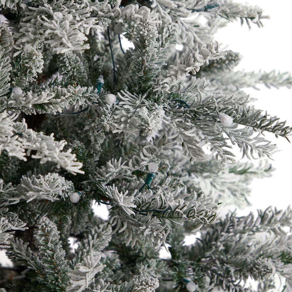 Slim Flocked Nova Scotia Spruce Artificial Christmas Tree. Picture 5