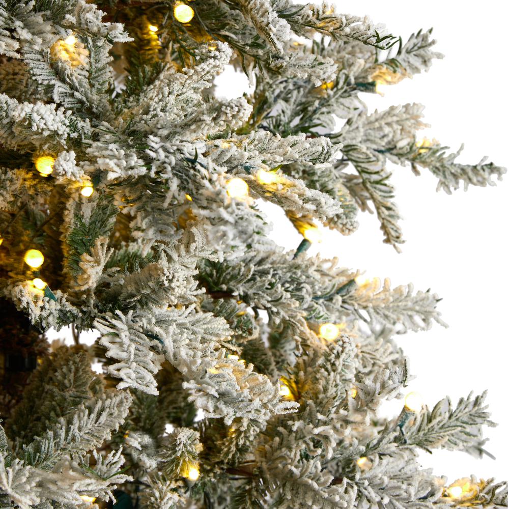 Slim Flocked Nova Scotia Spruce Artificial Christmas Tree. Picture 4