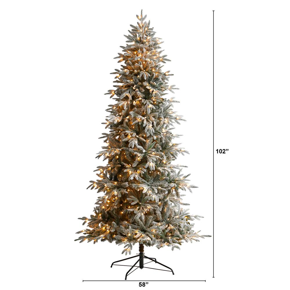 Flocked Manchester Spruce Artificial Christmas Tree with 550 Lights. Picture 2