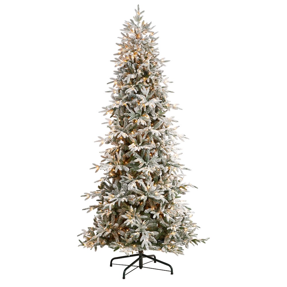9.5ft. Flocked Manchester Spruce Artificial Christmas Tree with 650 Lights. Picture 1