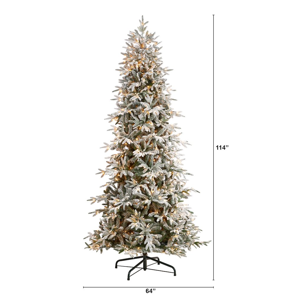 9.5ft. Flocked Manchester Spruce Artificial Christmas Tree with 650 Lights. Picture 2