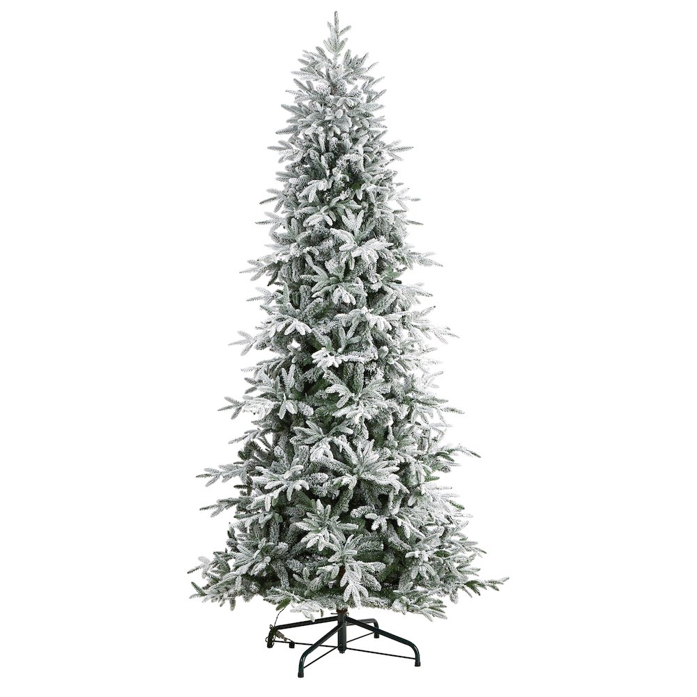 9.5ft. Flocked Manchester Spruce Artificial Christmas Tree with 650 Lights. Picture 3