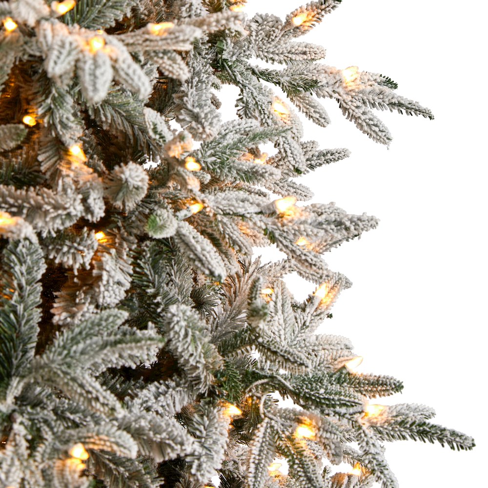 9.5ft. Flocked Manchester Spruce Artificial Christmas Tree with 650 Lights. Picture 4