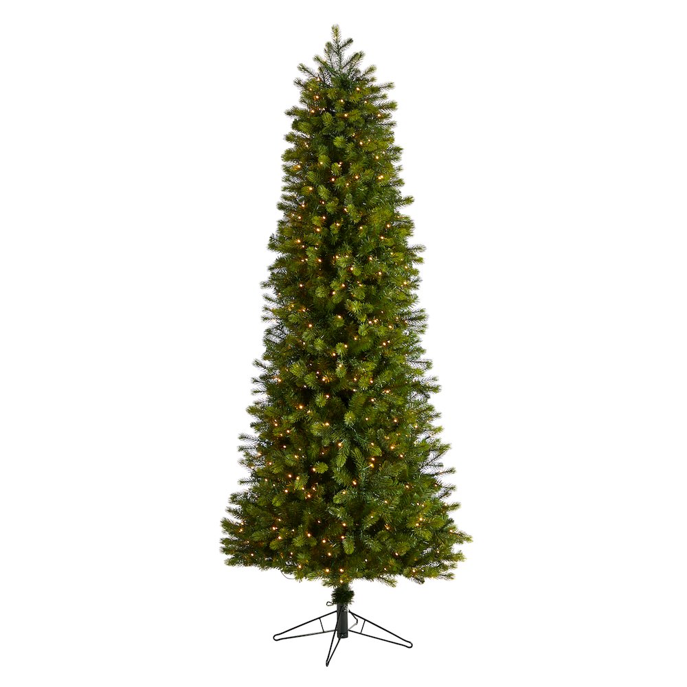 7.5ft. Slim Colorado Mountain Spruce Christmas Tree with 600 Warm LED Lights. Picture 1
