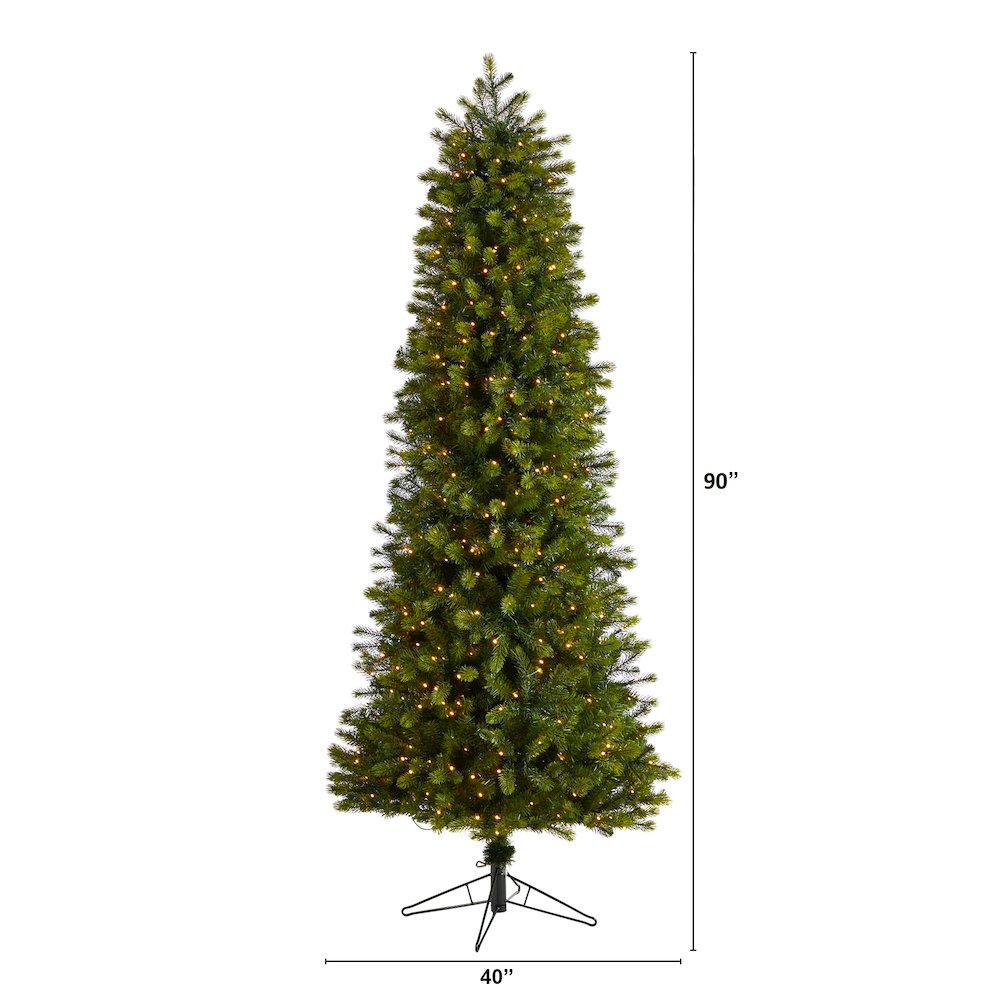 7.5ft. Slim Colorado Mountain Spruce Christmas Tree with 600 Warm LED Lights. Picture 2