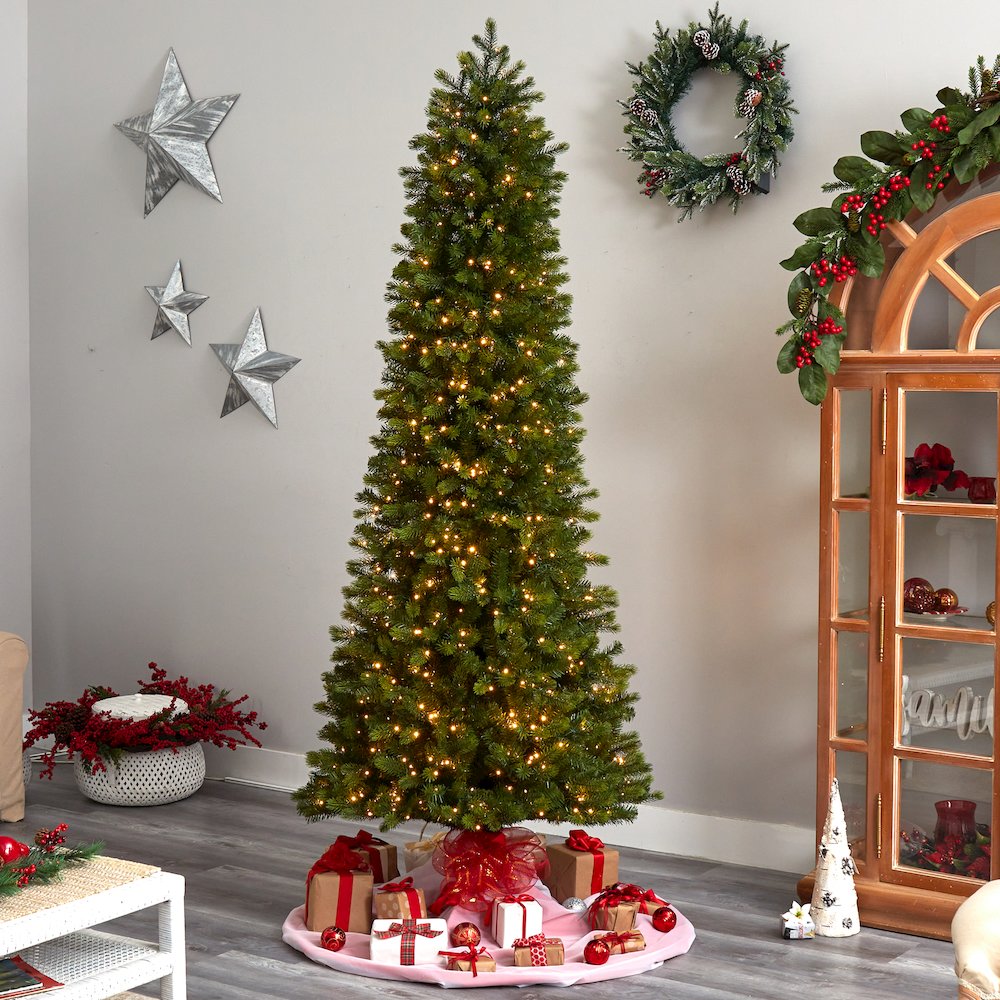 8.5ft. Slim Colorado Mountain Spruce Christmas Tree with 900 Warm LED Lights. Picture 7