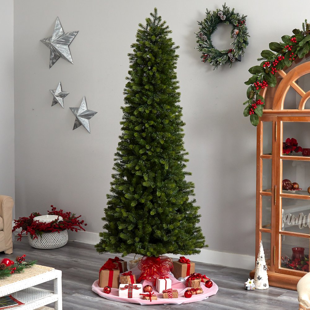 8.5ft. Slim Colorado Mountain Spruce Christmas Tree with 900 Warm LED Lights. Picture 8