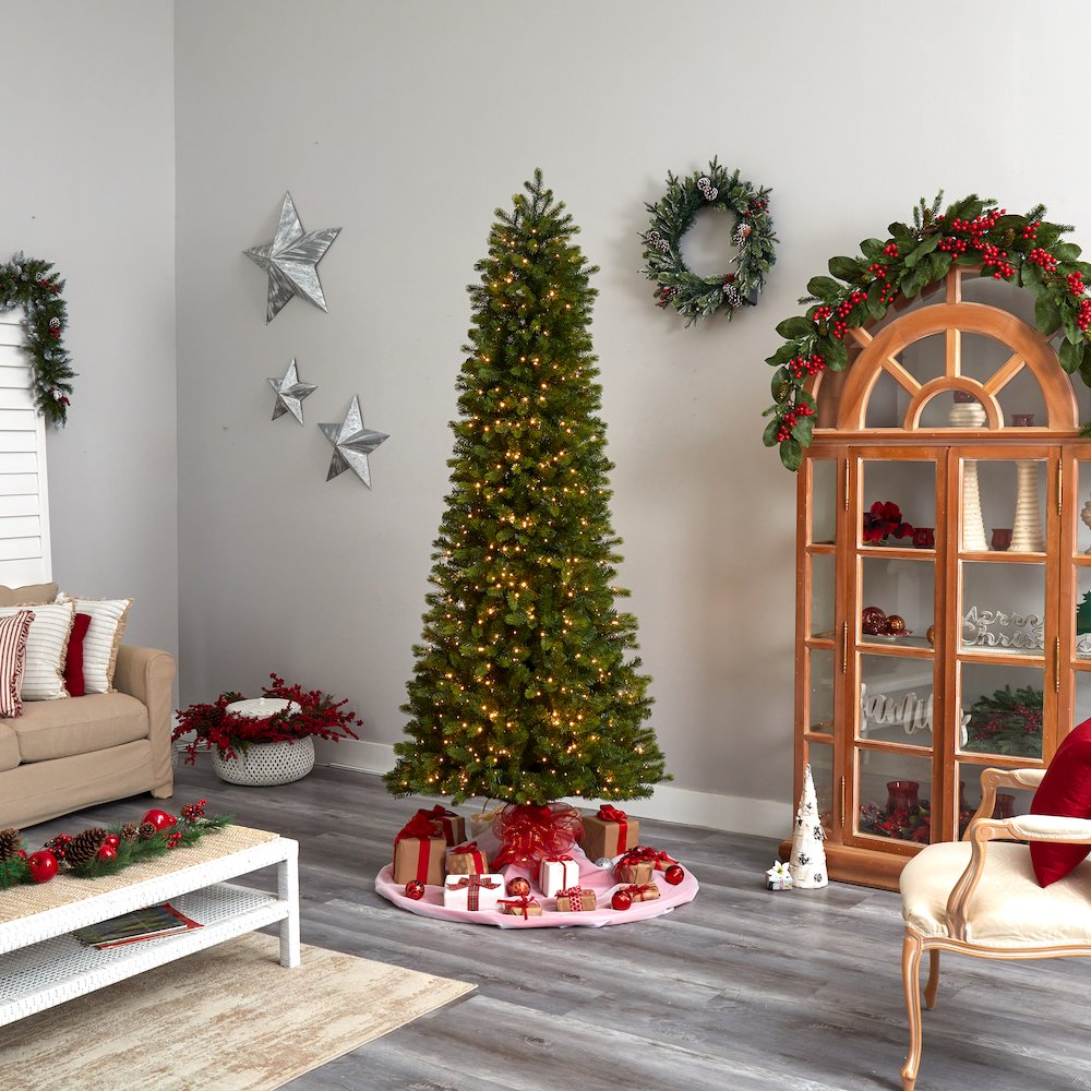 8.5ft. Slim Colorado Mountain Spruce Christmas Tree with 900 Warm LED Lights. Picture 9