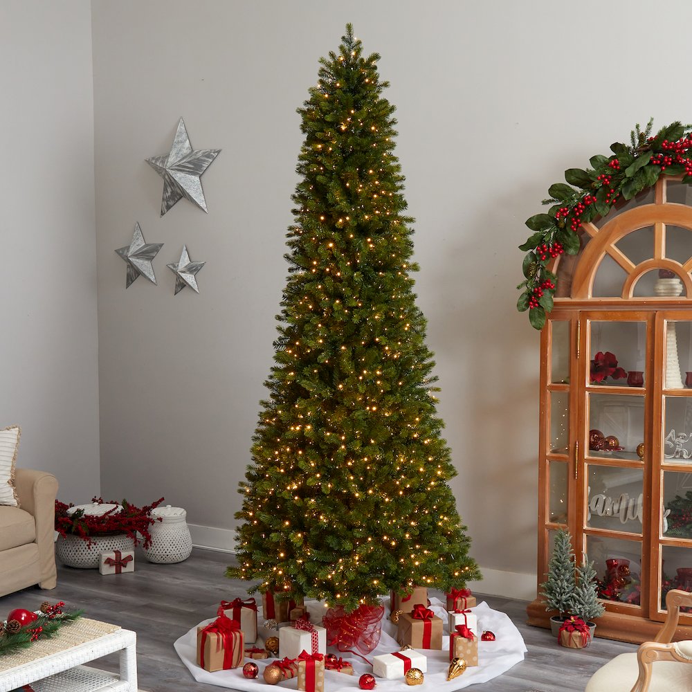 9.5ft. Slim Colorado Mountain Spruce Christmas Tree with 1400 Warm LED Lights. Picture 7