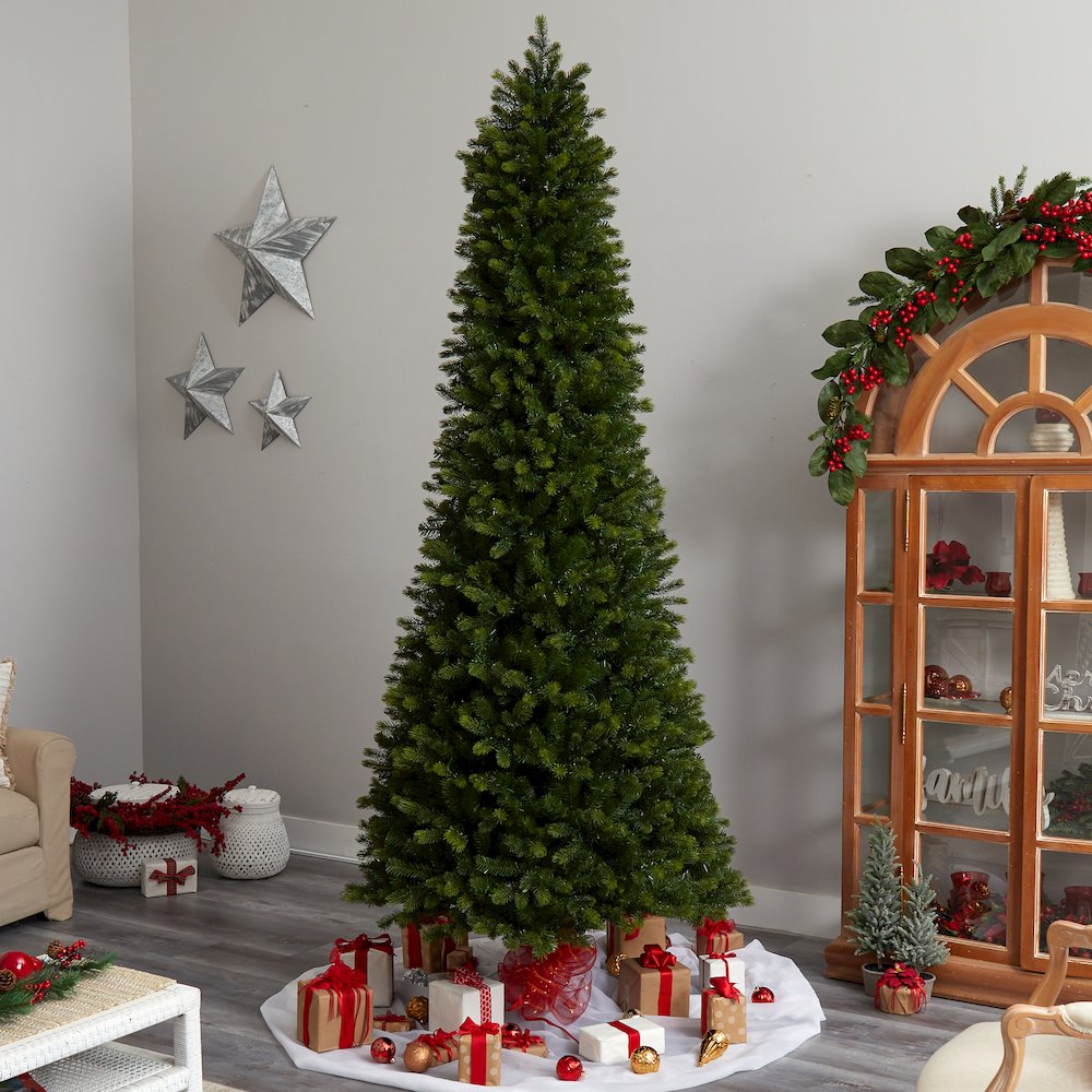 9.5ft. Slim Colorado Mountain Spruce Christmas Tree with 1400 Warm LED Lights. Picture 8