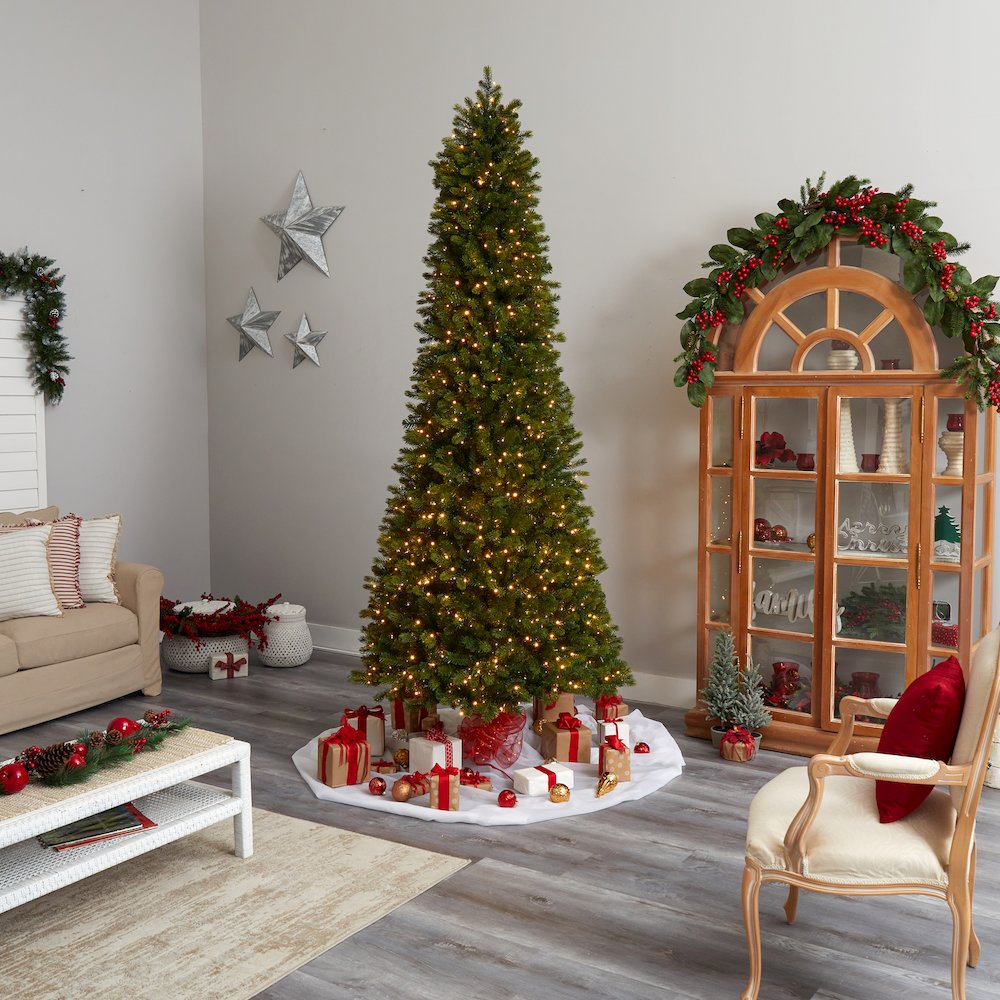 9.5ft. Slim Colorado Mountain Spruce Christmas Tree with 1400 Warm LED Lights. Picture 9