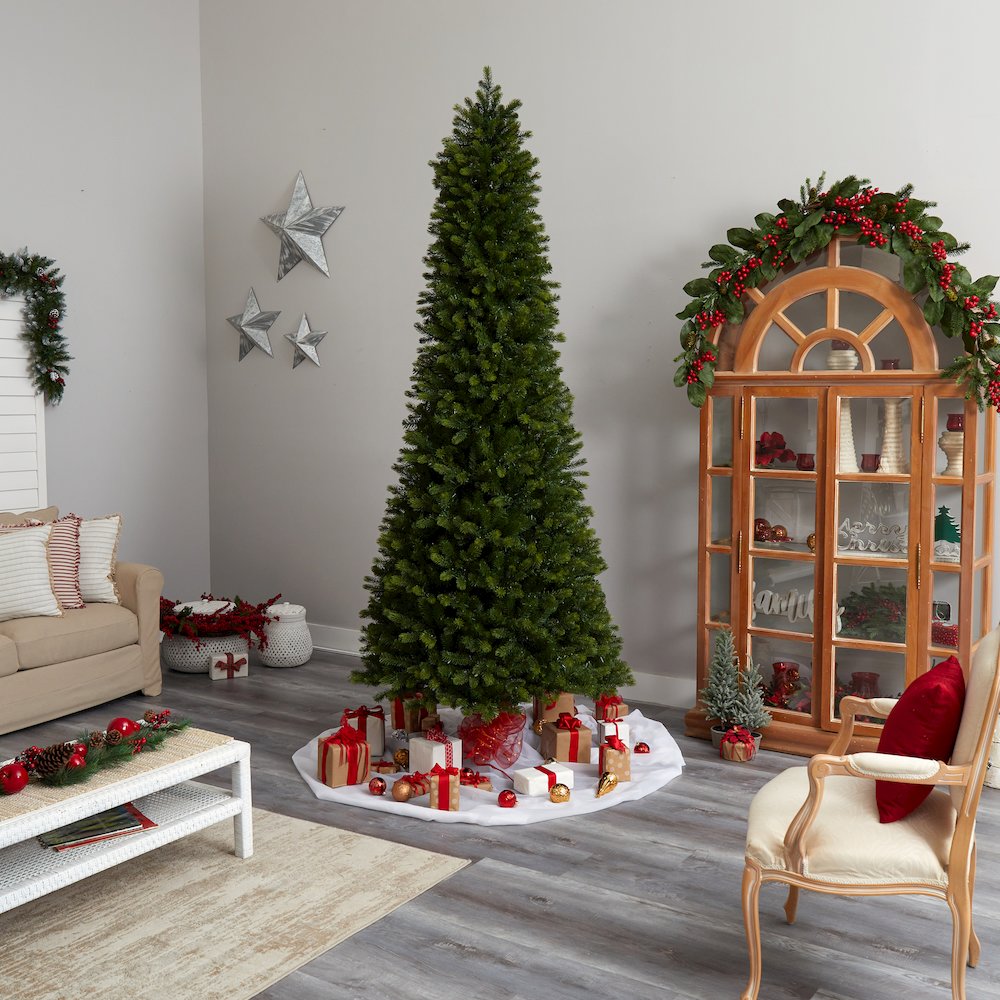 9.5ft. Slim Colorado Mountain Spruce Christmas Tree with 1400 Warm LED Lights. Picture 10