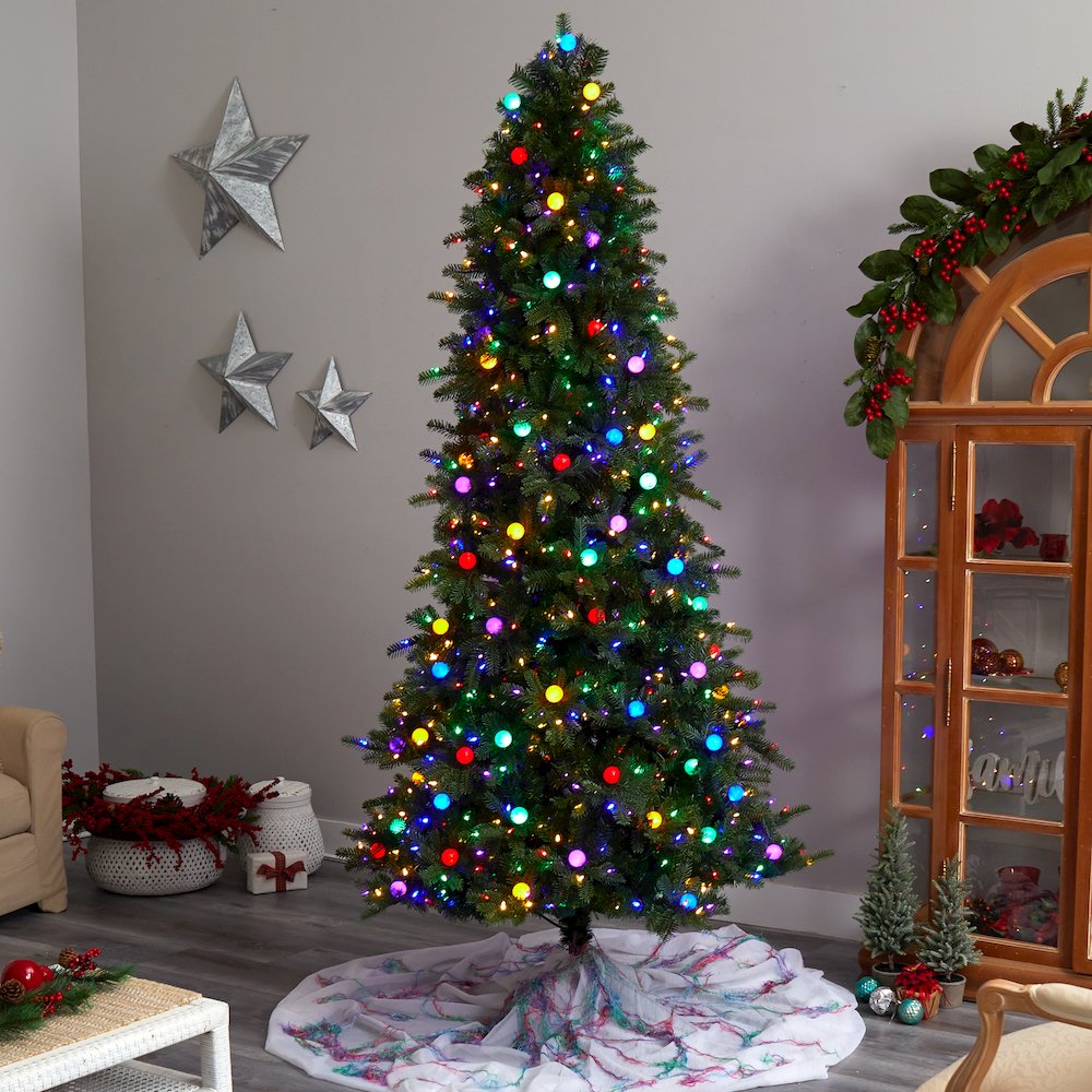 8.5ft. Montana Mountain Fir Christmas Tree with 800 Multi Color LED Lights. Picture 7