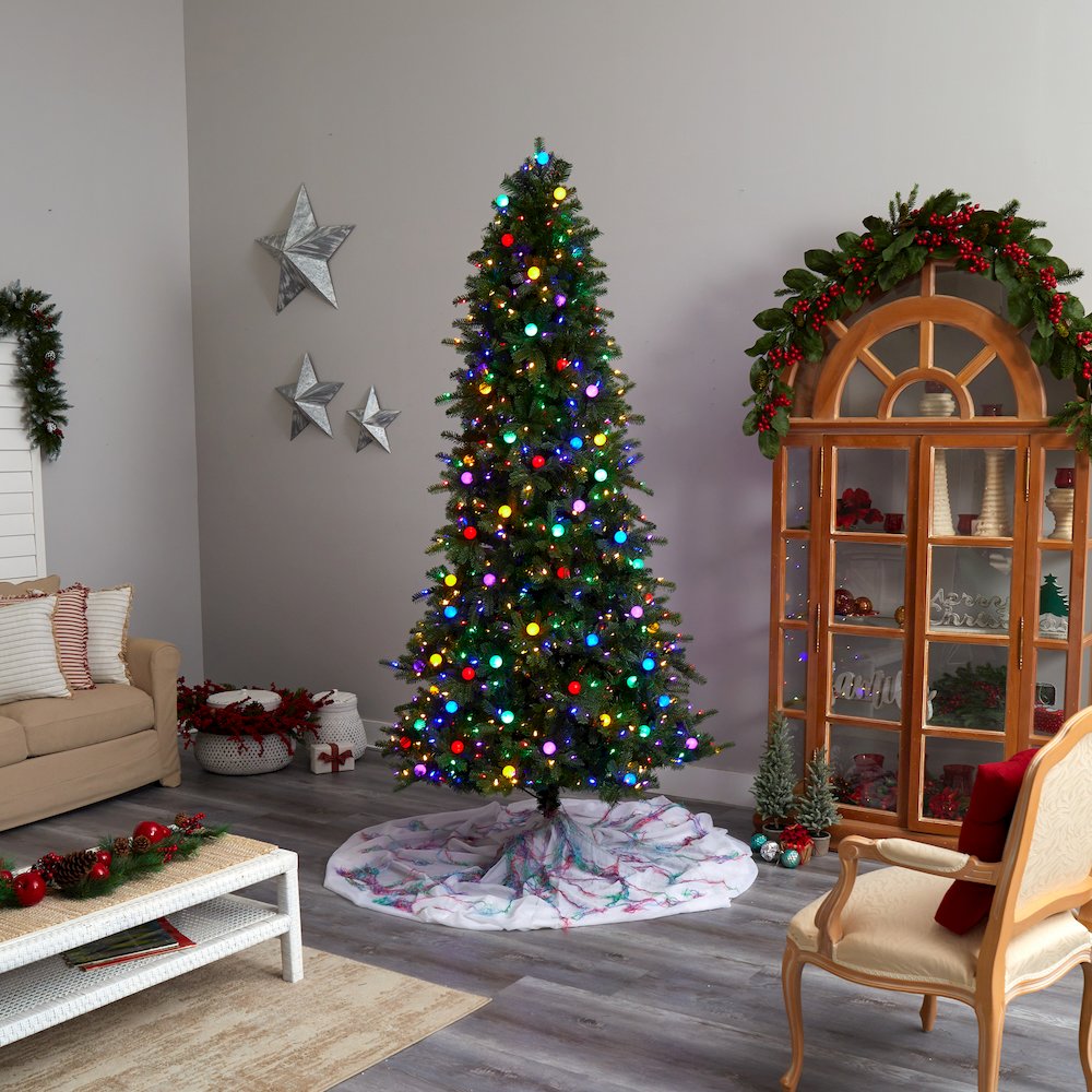 8.5ft. Montana Mountain Fir Christmas Tree with 800 Multi Color LED Lights. Picture 9