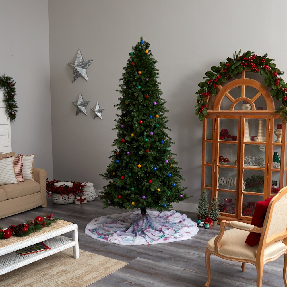 8.5ft. Montana Mountain Fir Christmas Tree with 800 Multi Color LED Lights. Picture 10
