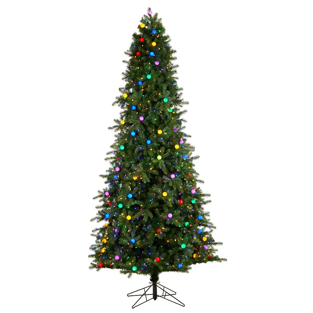 9.5ft. Montana Mountain Fir Christmas Tree with 1150 Multi Color LED Lights. Picture 1