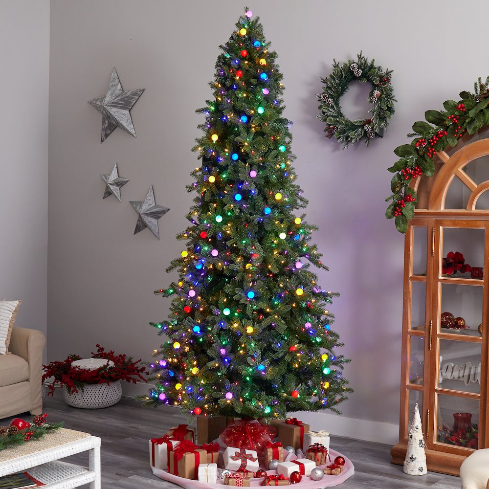 9.5ft. Montana Mountain Fir Christmas Tree with 1150 Multi Color LED Lights. Picture 7