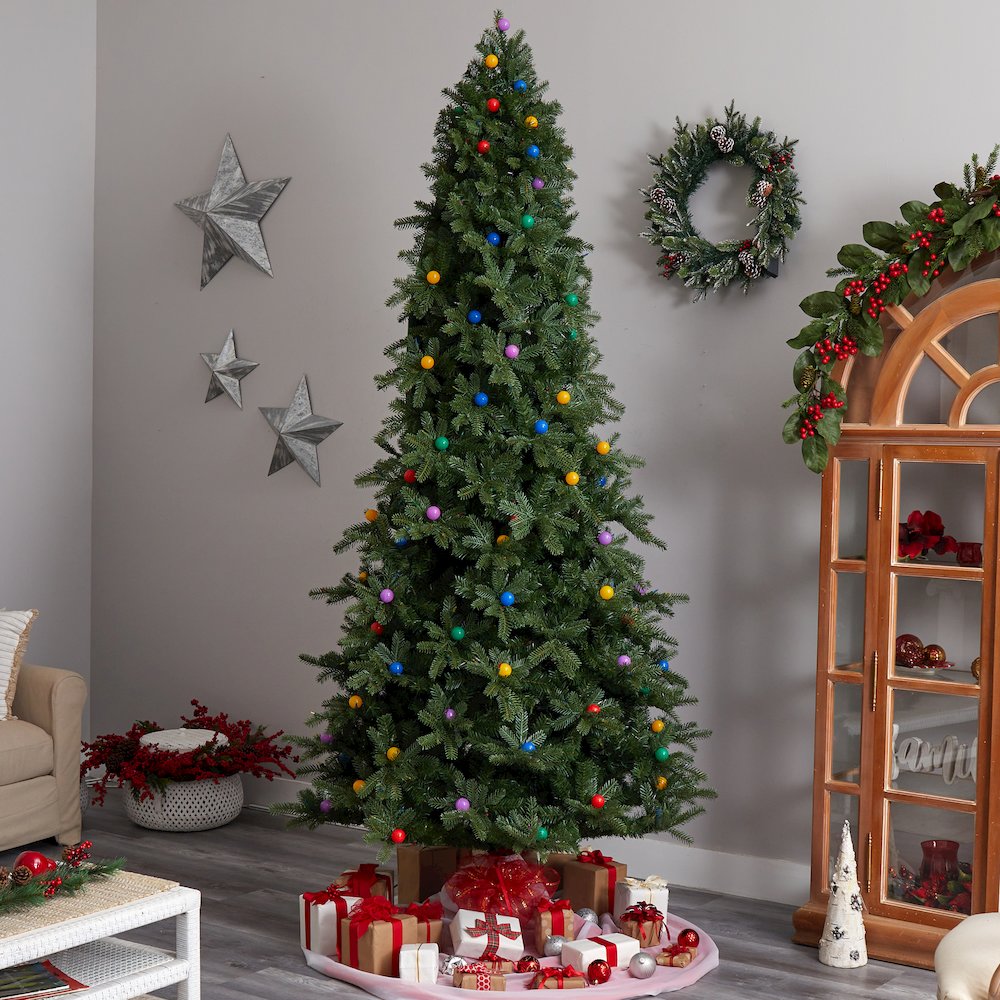 9.5ft. Montana Mountain Fir Christmas Tree with 1150 Multi Color LED Lights. Picture 8
