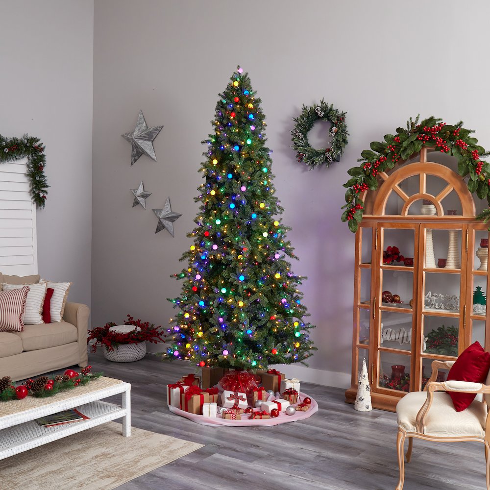 9.5ft. Montana Mountain Fir Christmas Tree with 1150 Multi Color LED Lights. Picture 9