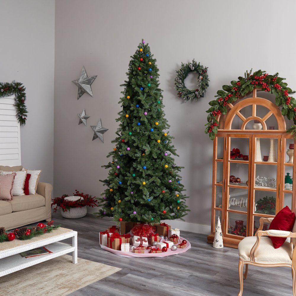 9.5ft. Montana Mountain Fir Christmas Tree with 1150 Multi Color LED Lights. Picture 10