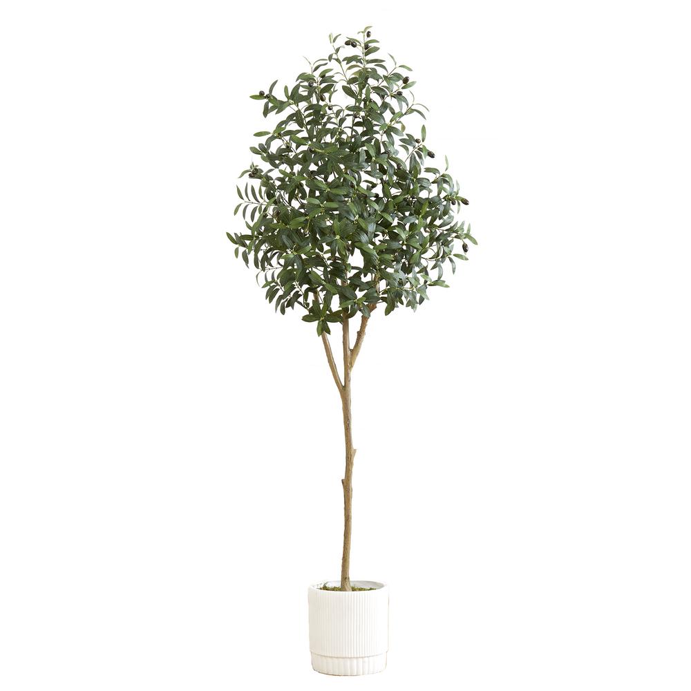 6ft. Artificial Olive Tree with White Decorative Planter. Picture 1
