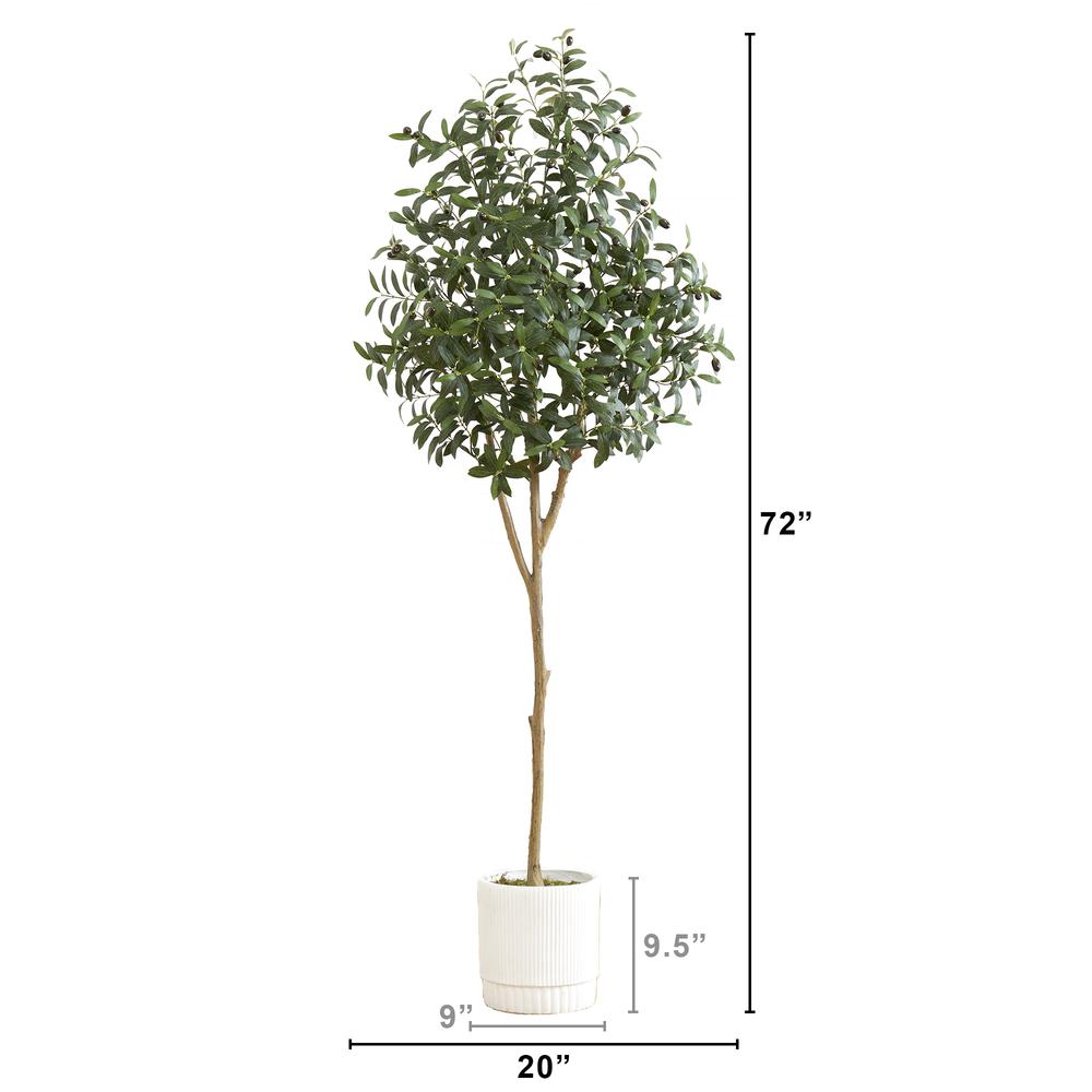 6ft. Artificial Olive Tree with White Decorative Planter. Picture 2