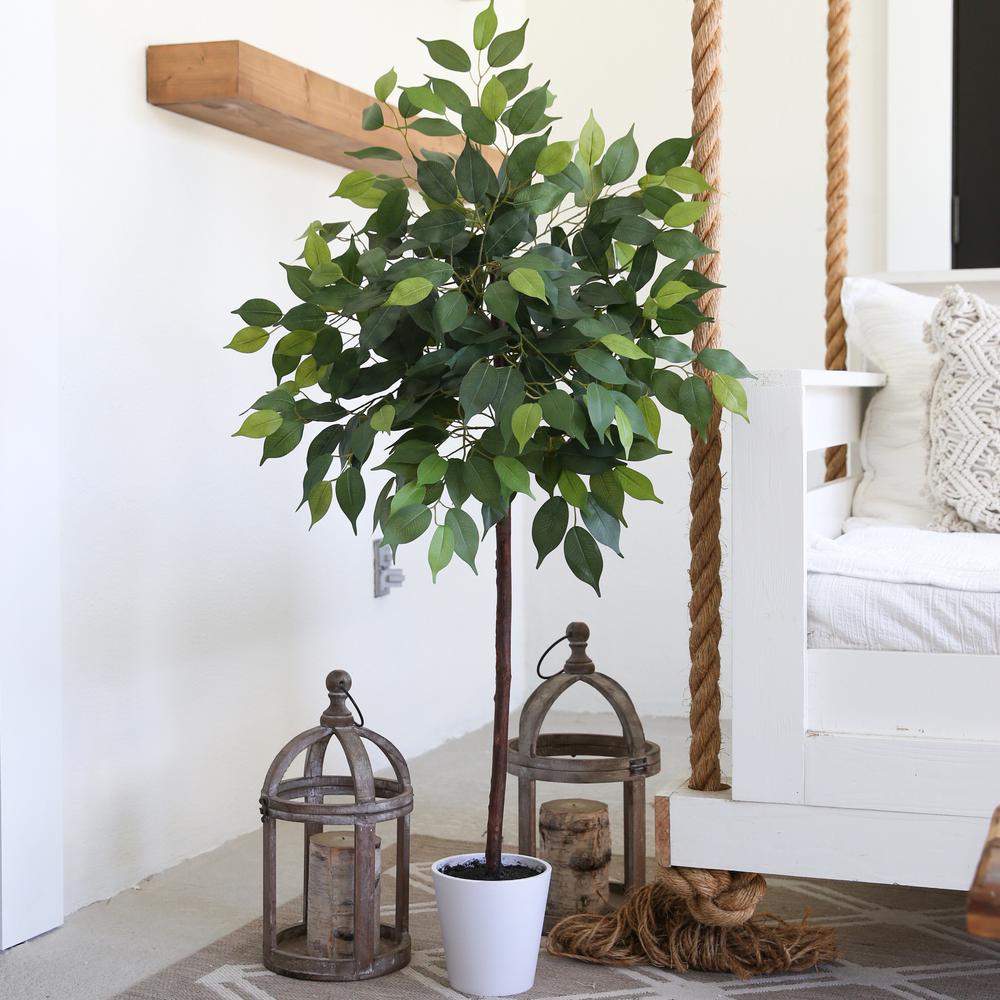 4ft. Artificial Ficus Tree with Decorative Planter. Picture 4