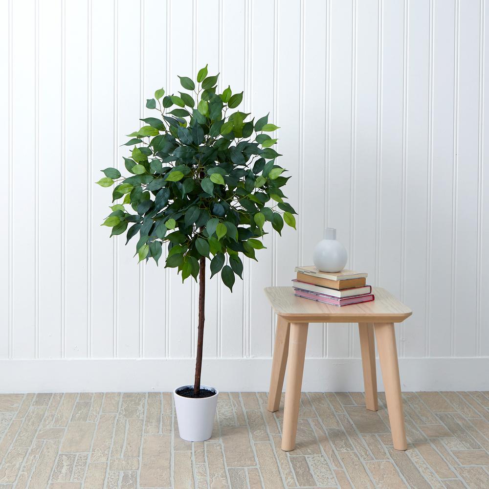 4ft. Artificial Ficus Tree with Decorative Planter. Picture 3