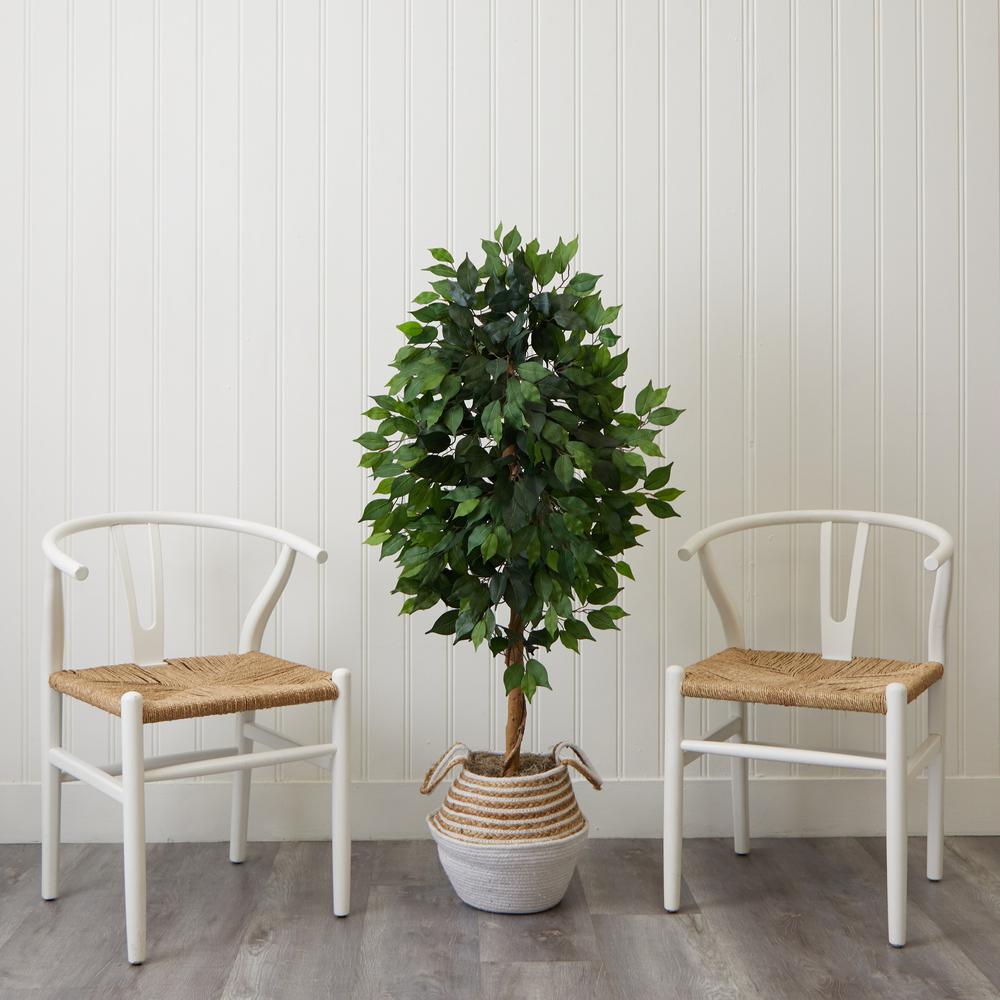 4.5ft. Artificial Ficus Tree with Double Trunk in Handmade Cotton. Picture 3