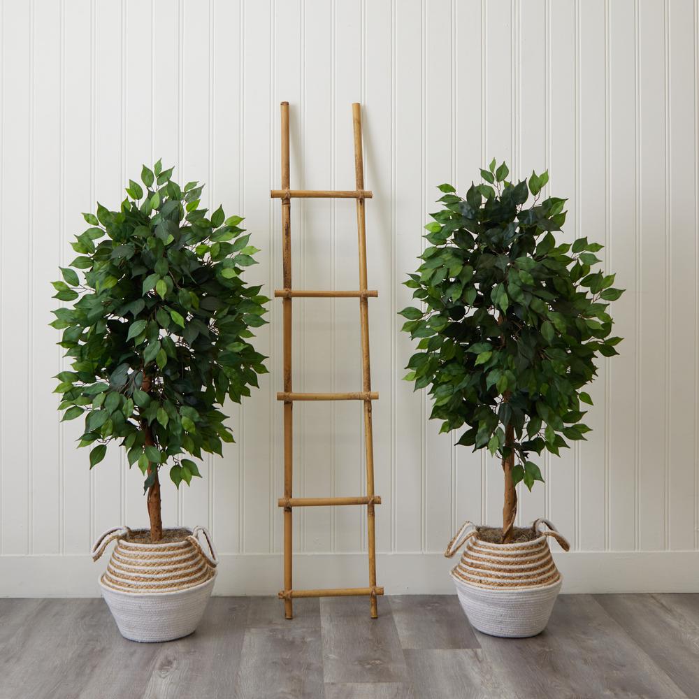 4.5ft. Artificial Ficus Tree with Double Trunk in Handmade Cotton. Picture 5