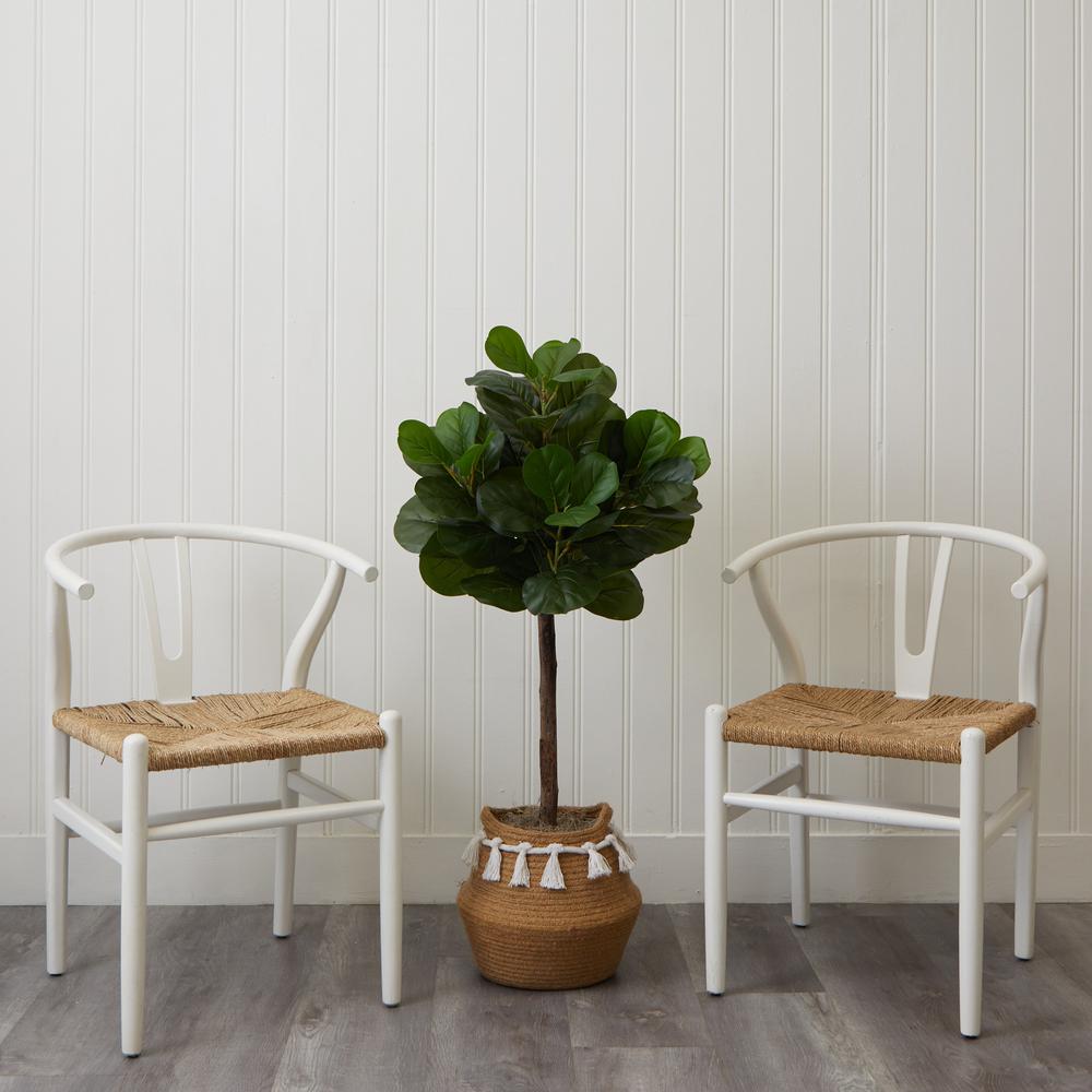 4ft. Artificial Fiddle Leaf Fig Tree with Handmade Jute & Cotton Basket. Picture 3