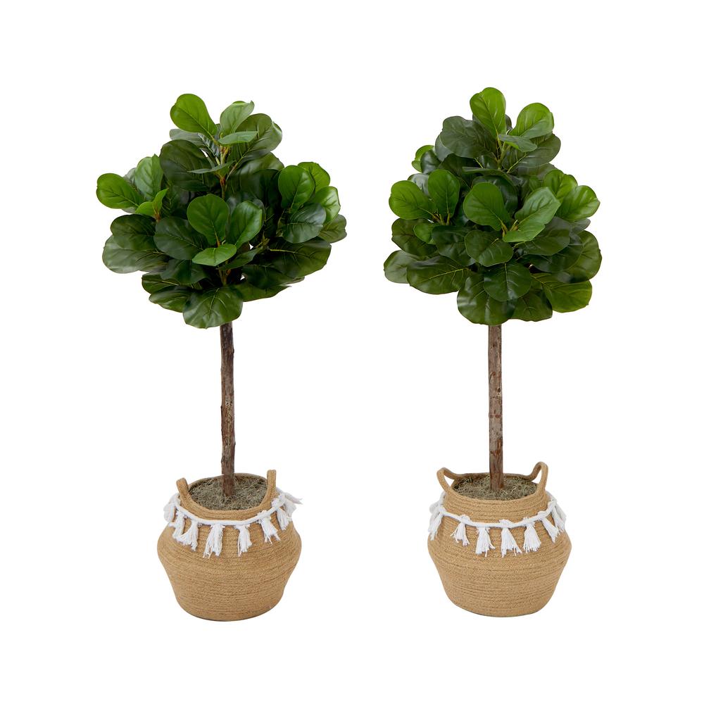 4ft. Artificial Fiddle Leaf Fig Tree with Handmade Jute & Cotton Basket. Picture 6