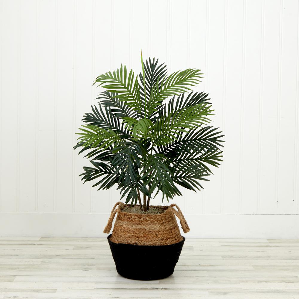 3ft. Artificial Areca Palm Tree with Handmade Jute & Cotton Basket DIY KIT. Picture 3