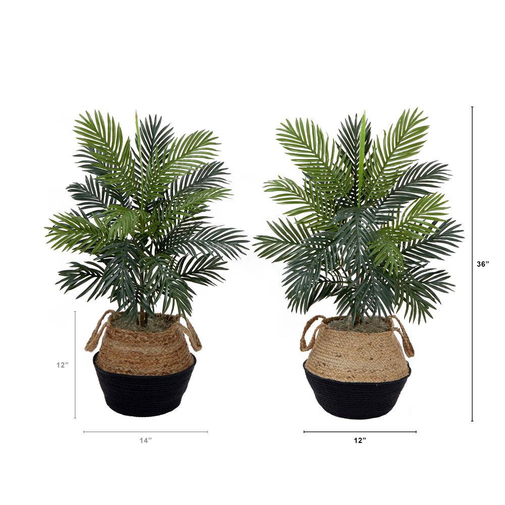 3ft. Artificial Areca Palm Tree with Handmade Jute & Cotton Basket DIY KIT. Picture 5