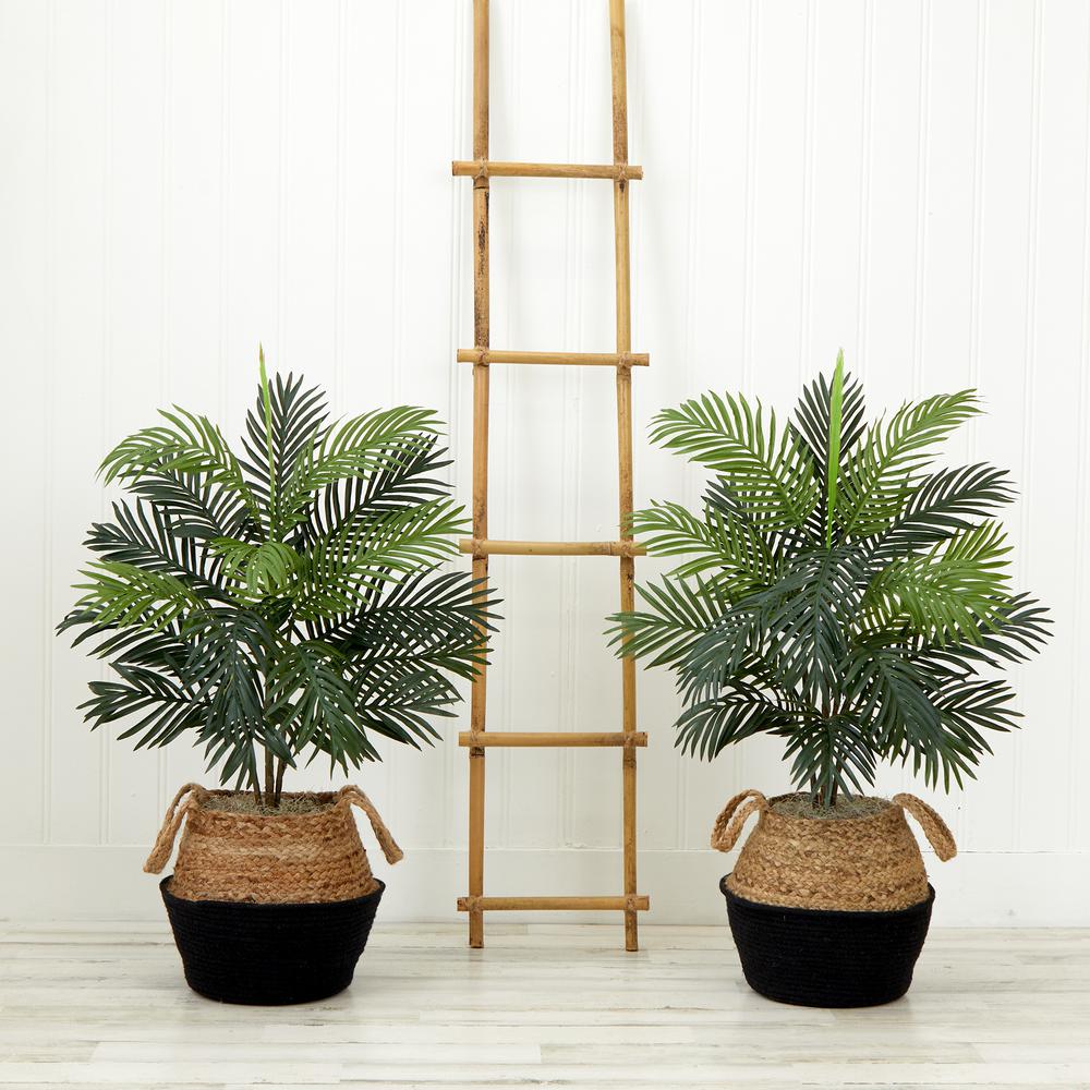 3ft. Artificial Areca Palm Tree with Handmade Jute & Cotton Basket DIY KIT. Picture 7