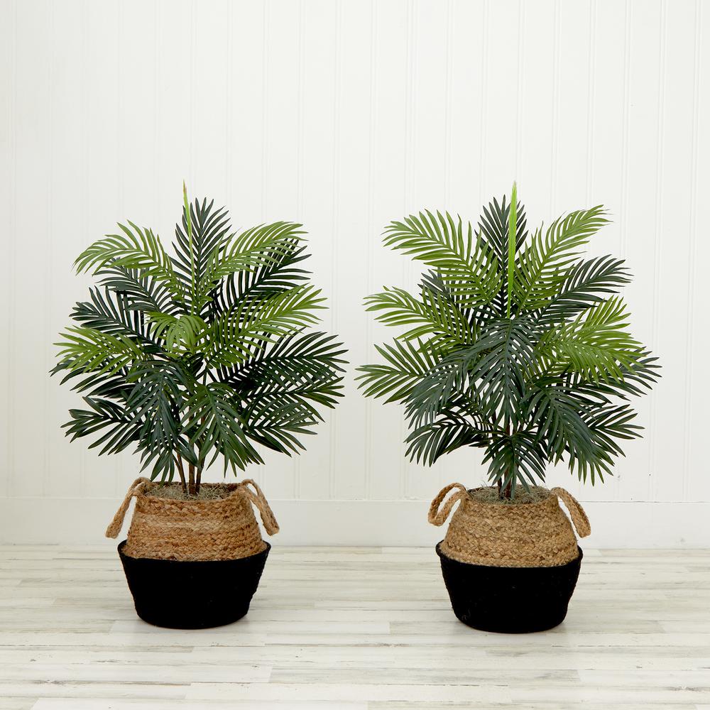 3ft. Artificial Areca Palm Tree with Handmade Jute & Cotton Basket DIY KIT. Picture 6